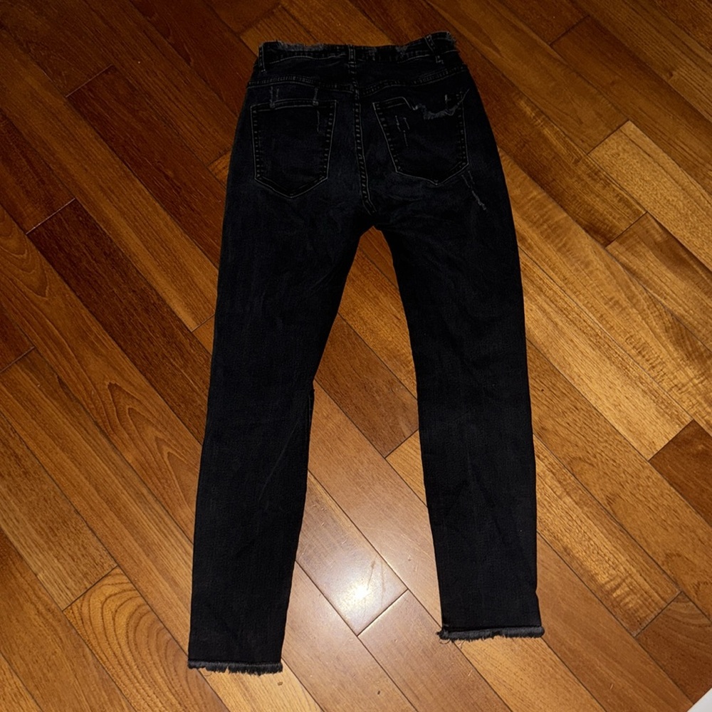 Black heavy Distressed Jeans with Side Zippers koople size 27 - Picture 8 of 8